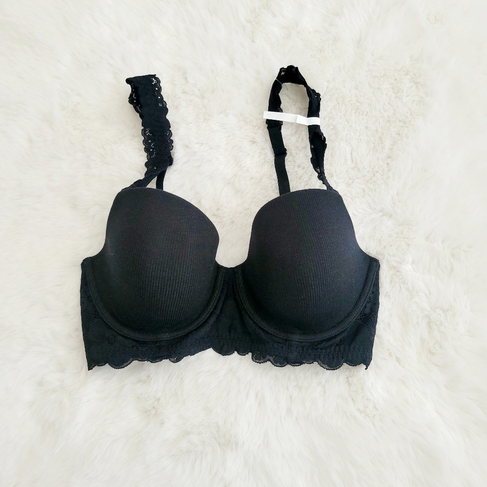 ☀️AERIE REAL HAPPY DEMI LIGHTLY LINED RETRO LACE BRA SIZE 34D - Picture 7 of 11
